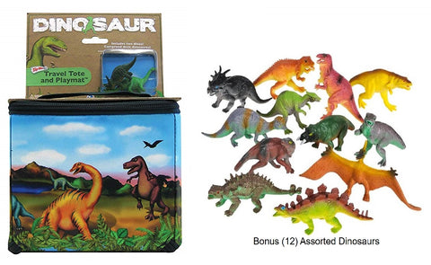 Neat-Oh! Zip-Bin Dinosaur Travel Tote and Play-mat with 2-Dinosaurs plus a Bonus bag of 12-Assorted Dinosaurs - Kolt Mining Company